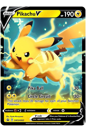 Carta Pokemon Pikachu V + 30 Cartas Vmax V Aliados Gx Shiny